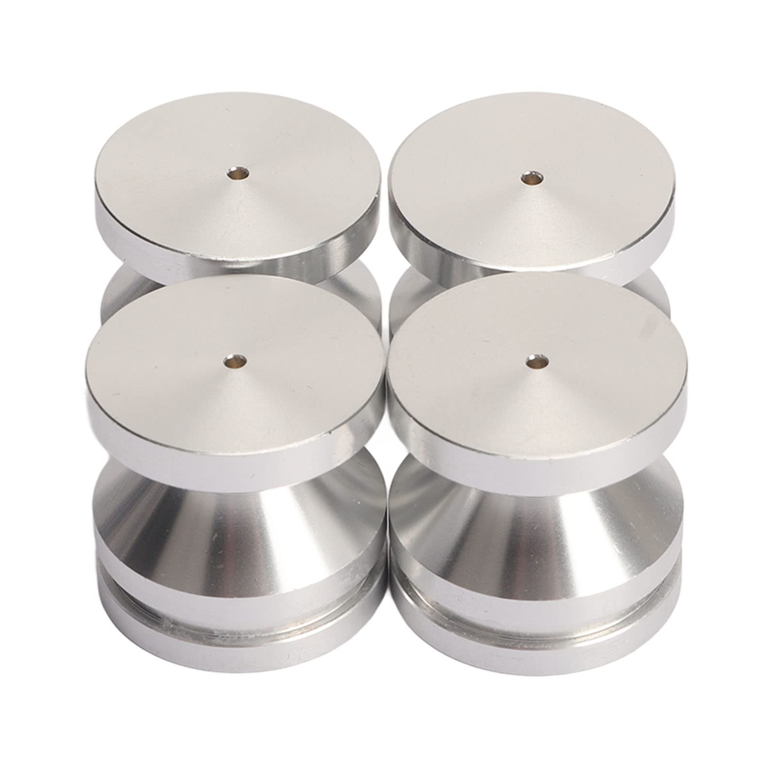 Bewinner 4PCS Speaker Isolation Feet Pad, Aluminum Alloy Shock Absorption Amplifier Spike Isolation Feet, Less Noisy Mat for Turntable Subwoofer Speaker Amps (Silver)