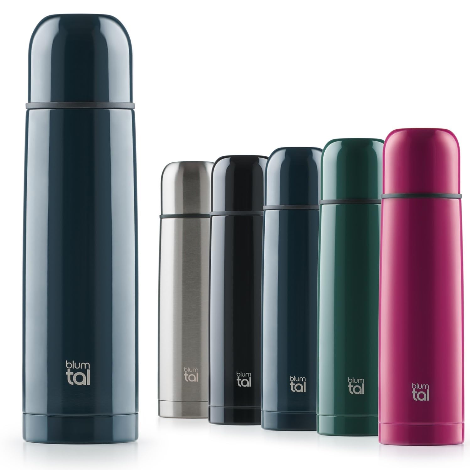 Blumtal Termos Caffè in Acciaio Inox Doppia Parete, Borraccia Termica per Bevande Calde e Fredde, Tappo Quick-Press, 700ml, Blu Oceano