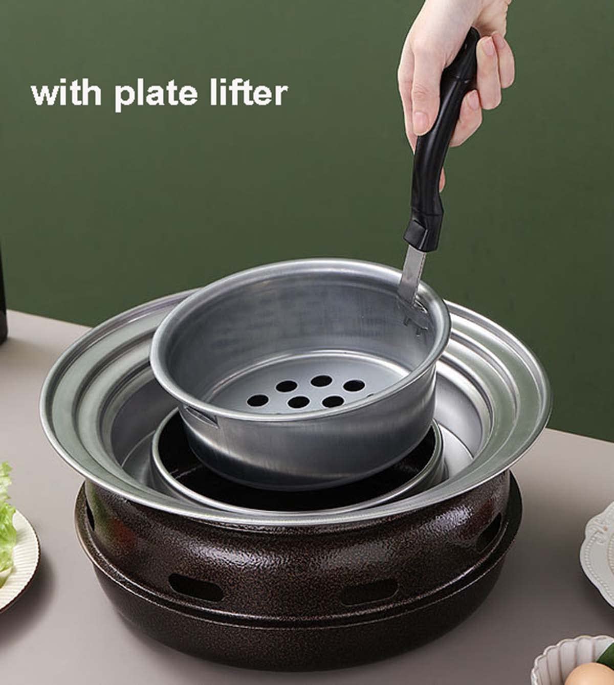 Barbecue portatile Chal, barbecue coreano multifunzione per interni, affumicatore da tavolo, perfetto per campeggio, cucina all'aperto e divertimento