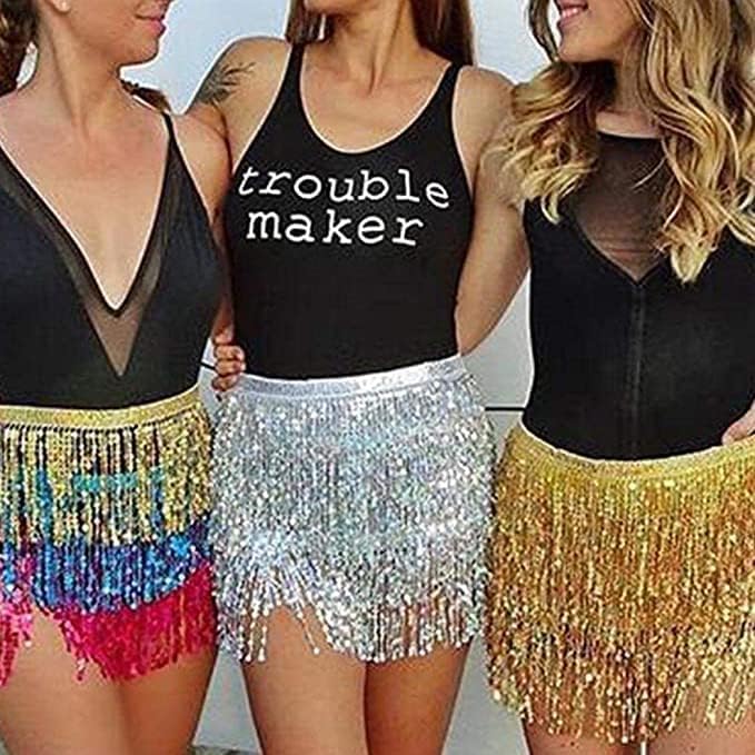 Wuchieal Belly Dance Skirt Hip Scarf Dance Hip Belt Latin Dance Hula Hip Scarf - Image 4