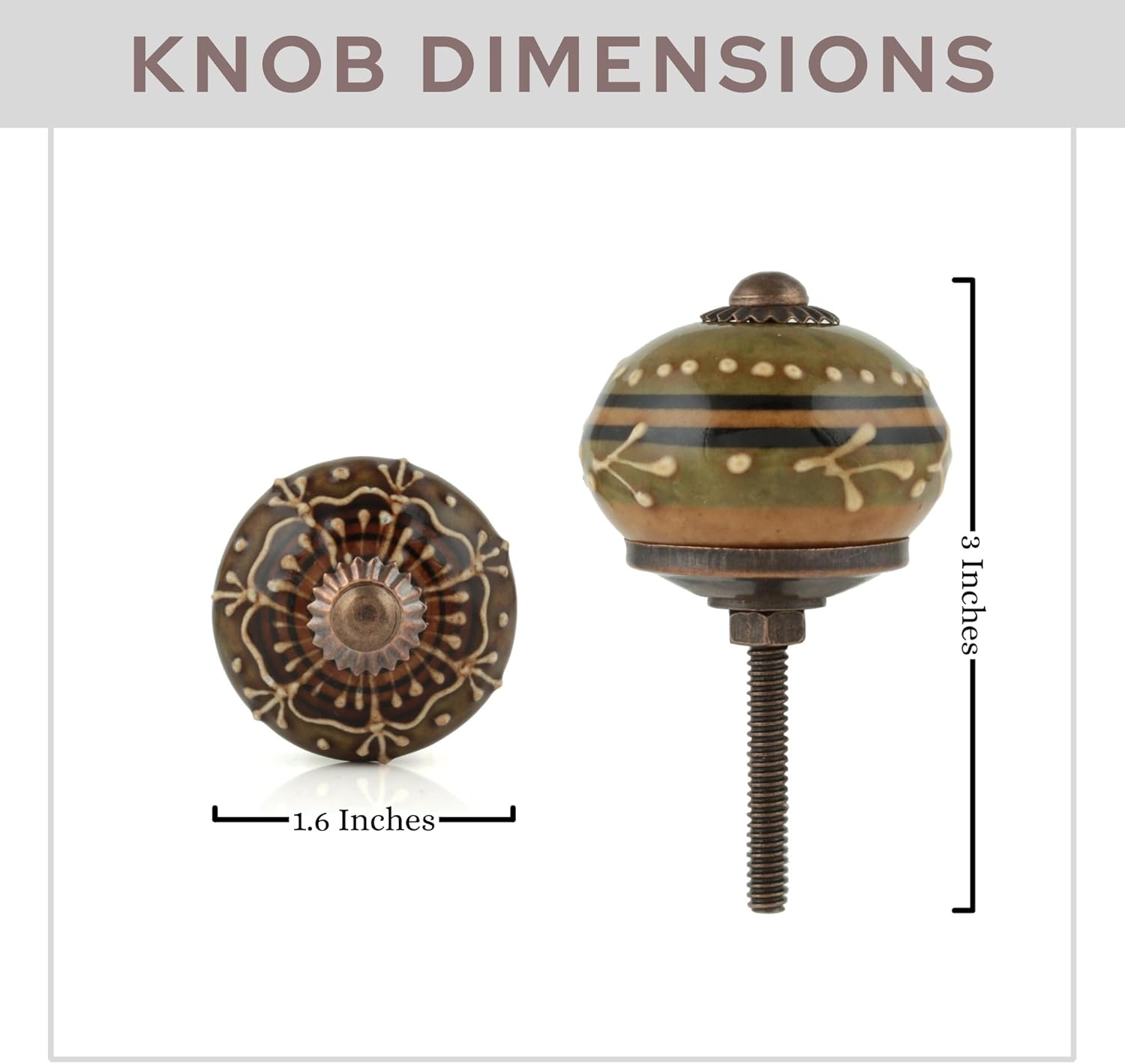 Dresser Knobs for Cabinets and Drawers - Assorted Multicolor Countryside Door Pull Handles for Kitchen Wardrobes Boho Home Interior Decor - Pack of 10