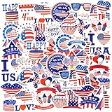 50 Pegatinas de Día de Independencia Calcomanías Patrióticas Americanas Pegatina Autoadhesiva Patriótica Calcomanías de Vinilo de 4th of July para Botella de Agua Teléfono Equipaje Nevera
