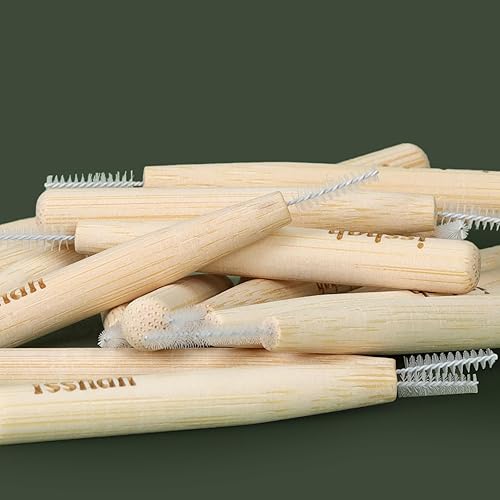 Miniatura 8 de Isshah Cepillos interdentales biodegradables de mango de bambú entre dientes limpiador de dientes de limpieza profunda, tamaño 1 (0.018in), 40