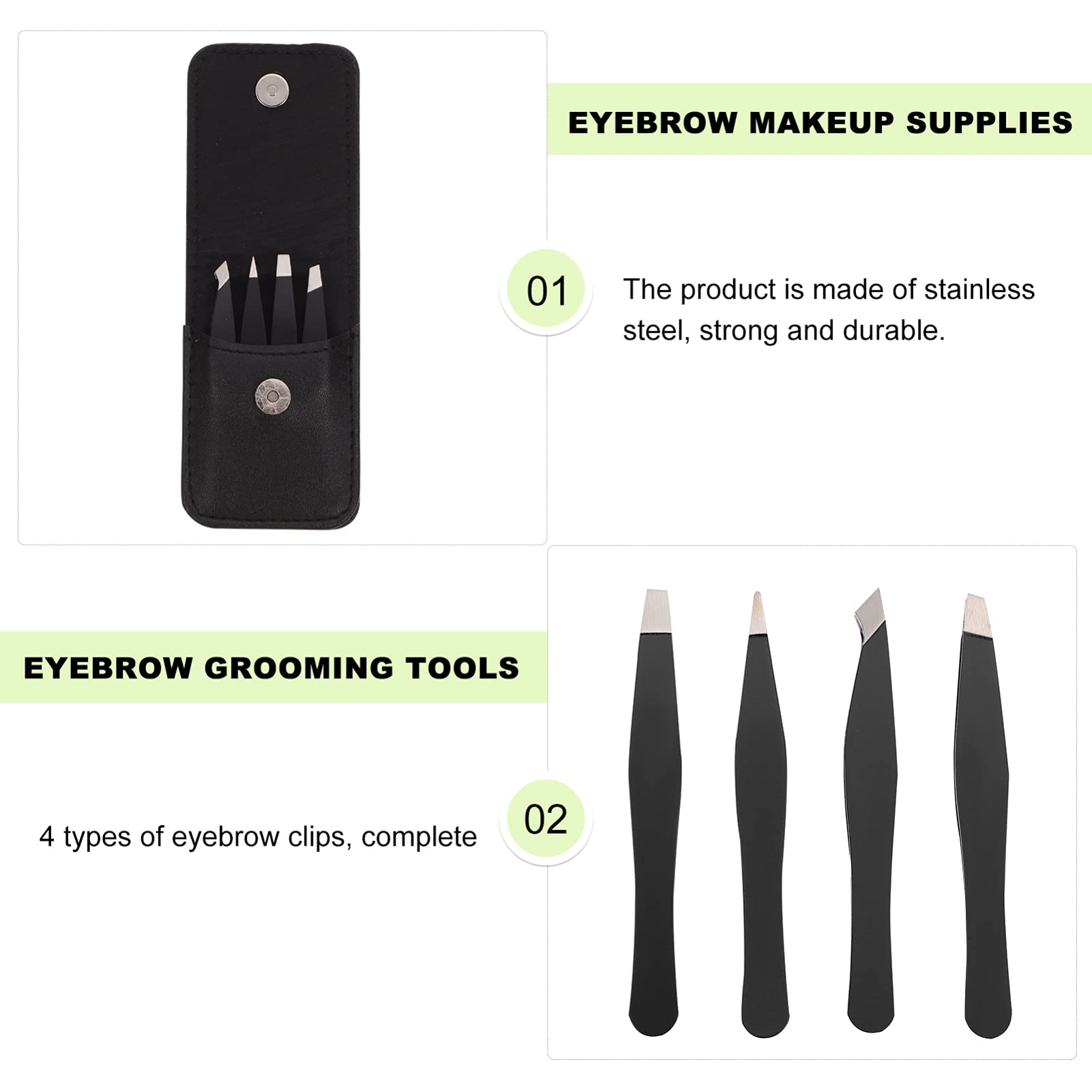 POPETPOP 20pezzi Pinzette Sopracciglia Pratiche e Resistenti Strumenti Essenziali Per Makeup e Del Viso Clip Per Estensioni Ciglia e Ritocco Sopracciglia
