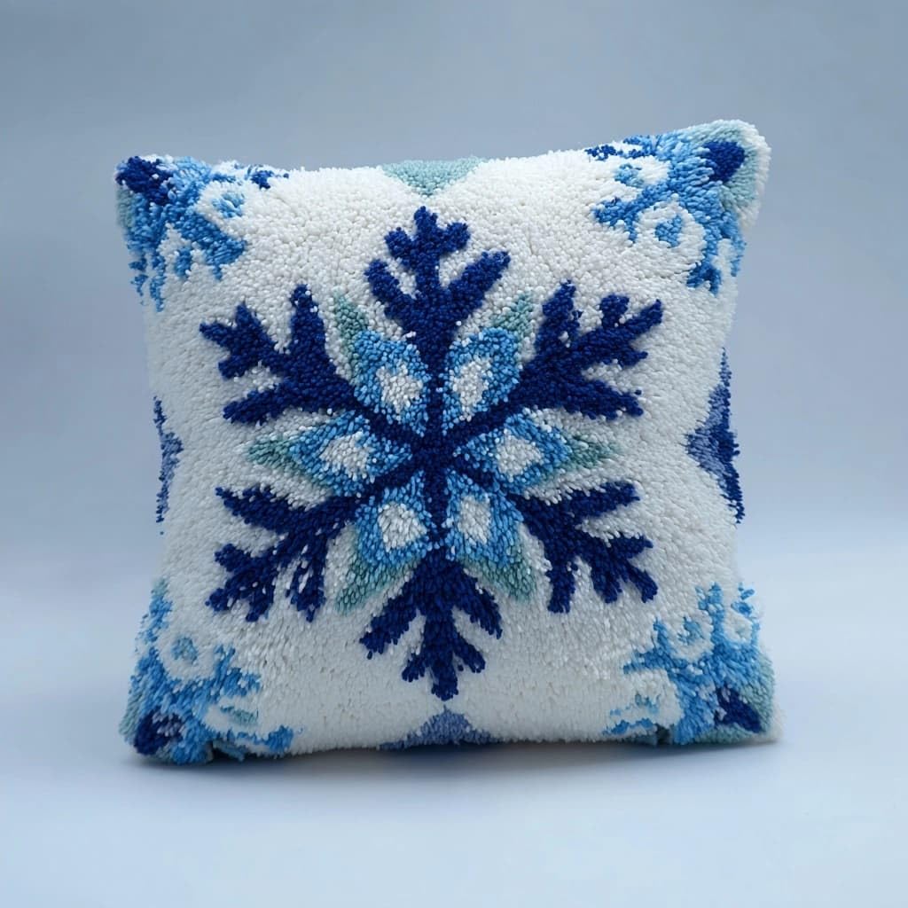 WallustrioaW Latch Hook Pillow Case Kits,Snowflake Pattern