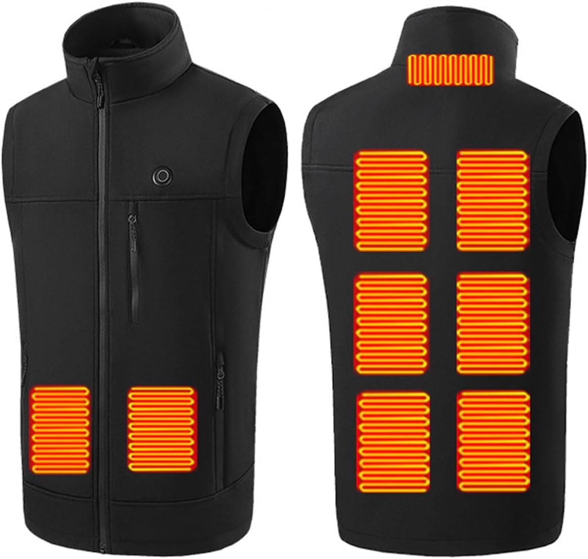 Kamizelka podgrzewana, kamizelka termiczna, lekka, podgrzewana kamizelka elektryczna USB do noszenia na zewnątrz zimą (bez baterii)(Noir,L(55-62.5kg))