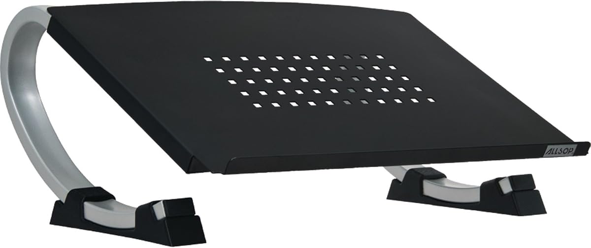 Redmond Adjustable Laptop Stand, Vented Curved Sturdy Metal Ergonomic Riser, Black (ASP30498)