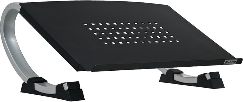 Allsop Redmond Adjustable Laptop Stand, Vented Curved Sturdy Metal Ergonomic Riser, Black ASP30498