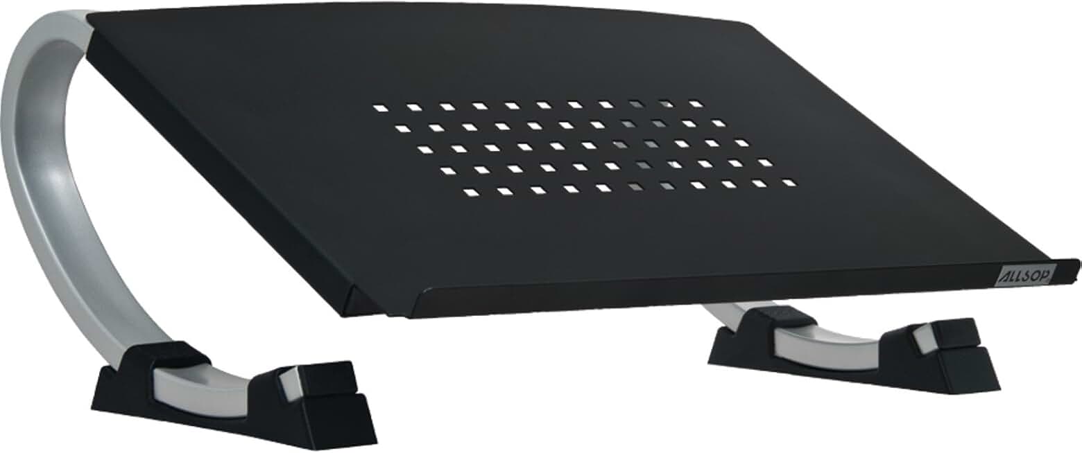Redmond Adjustable Laptop Stand, Vented Curved Sturdy Metal Ergonomic Riser, Black (ASP30498)