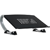 Allsop Redmond Adjustable Laptop Stand, Vented Curved Sturdy Metal Ergonomic Riser, Black (ASP30498)