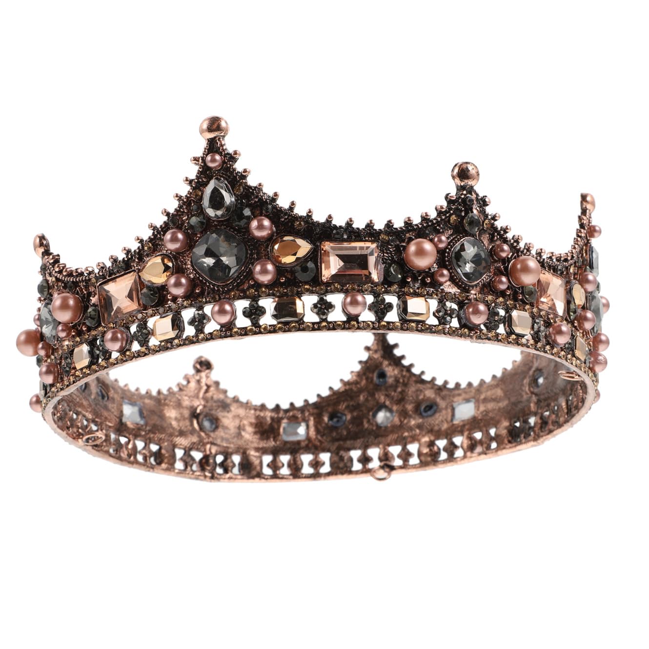 CALLARON Elegante Barockkrone aus Glas in Schwarz für Hochzeit und Party | Vintage Stil, Zarter Kopfschmuck mit Farbiger Glasur, als Dekor für Kostümfest und Geburtstag