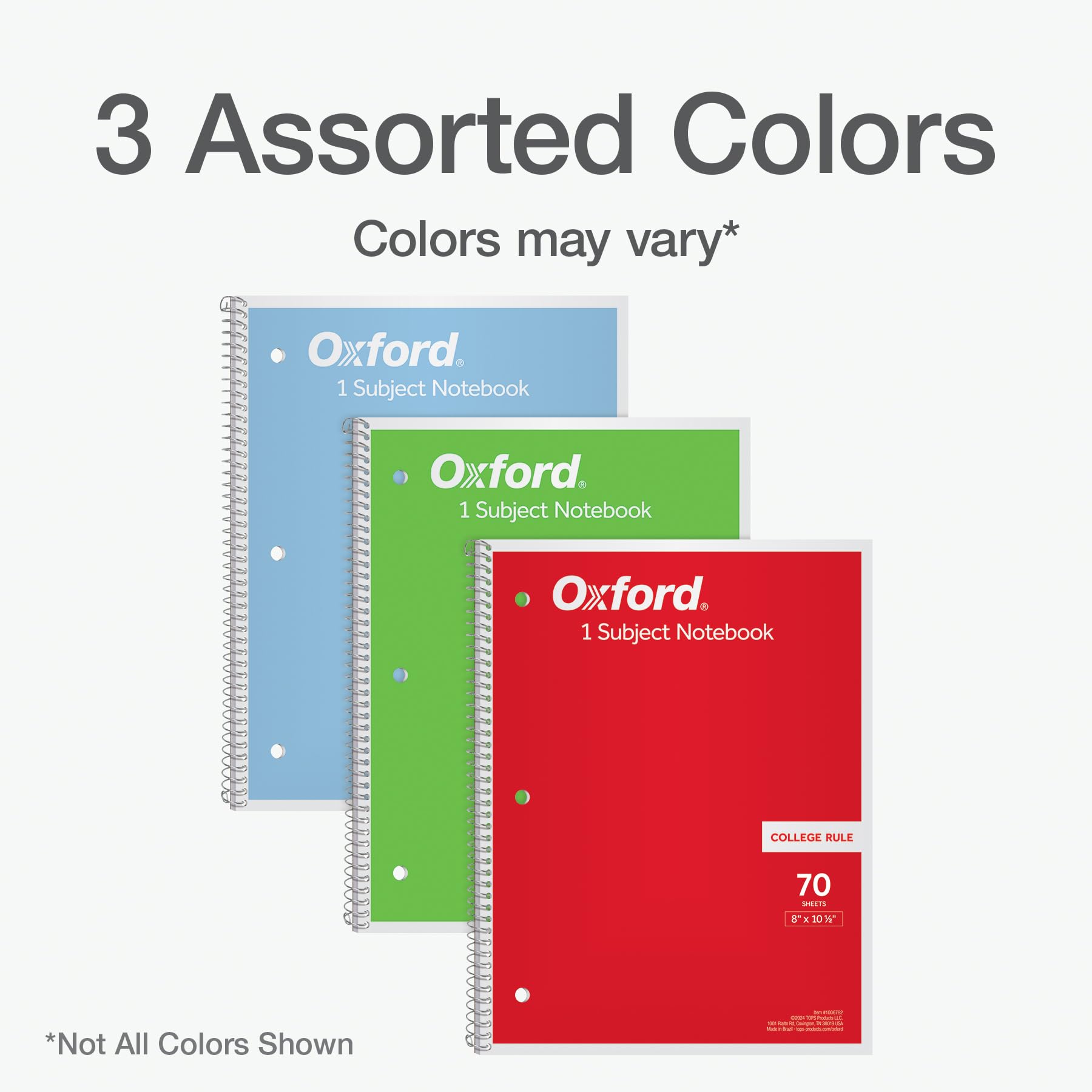 Oxford 1-Subject Notebooks, Notebooks for School, 8 x 10.5 Inches