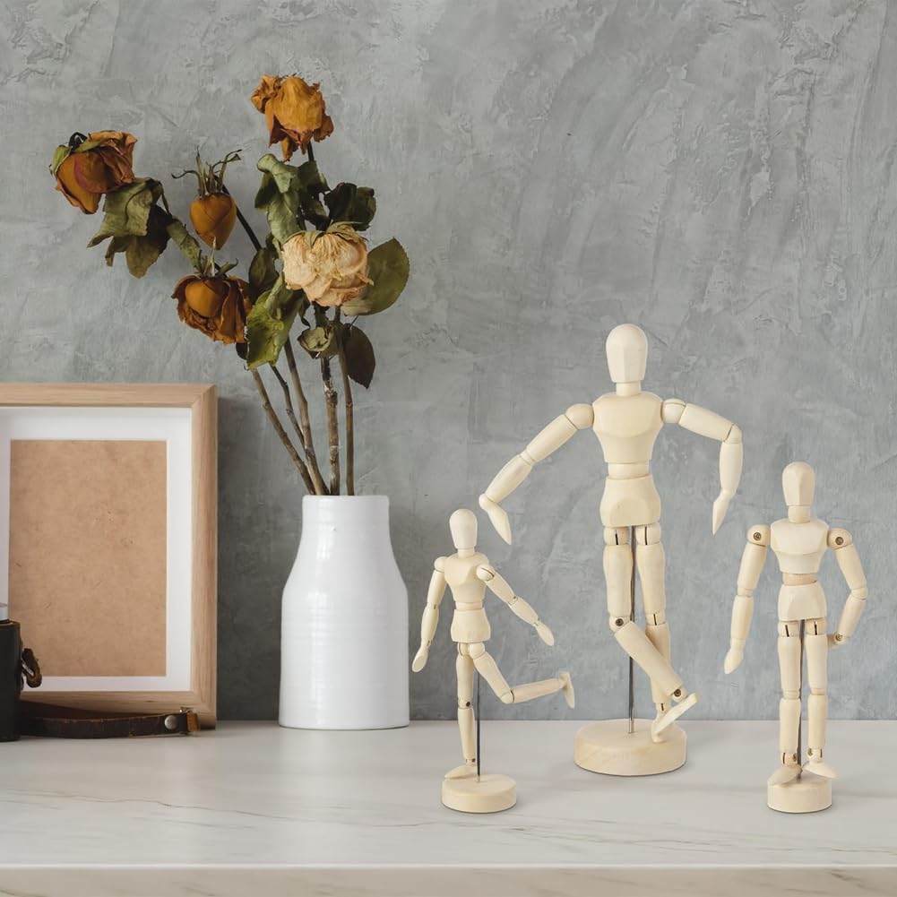 Cabilock Lot De 3 Mannequins Articulés Bois 13,5 Cm – Modèle Dessin Artiste