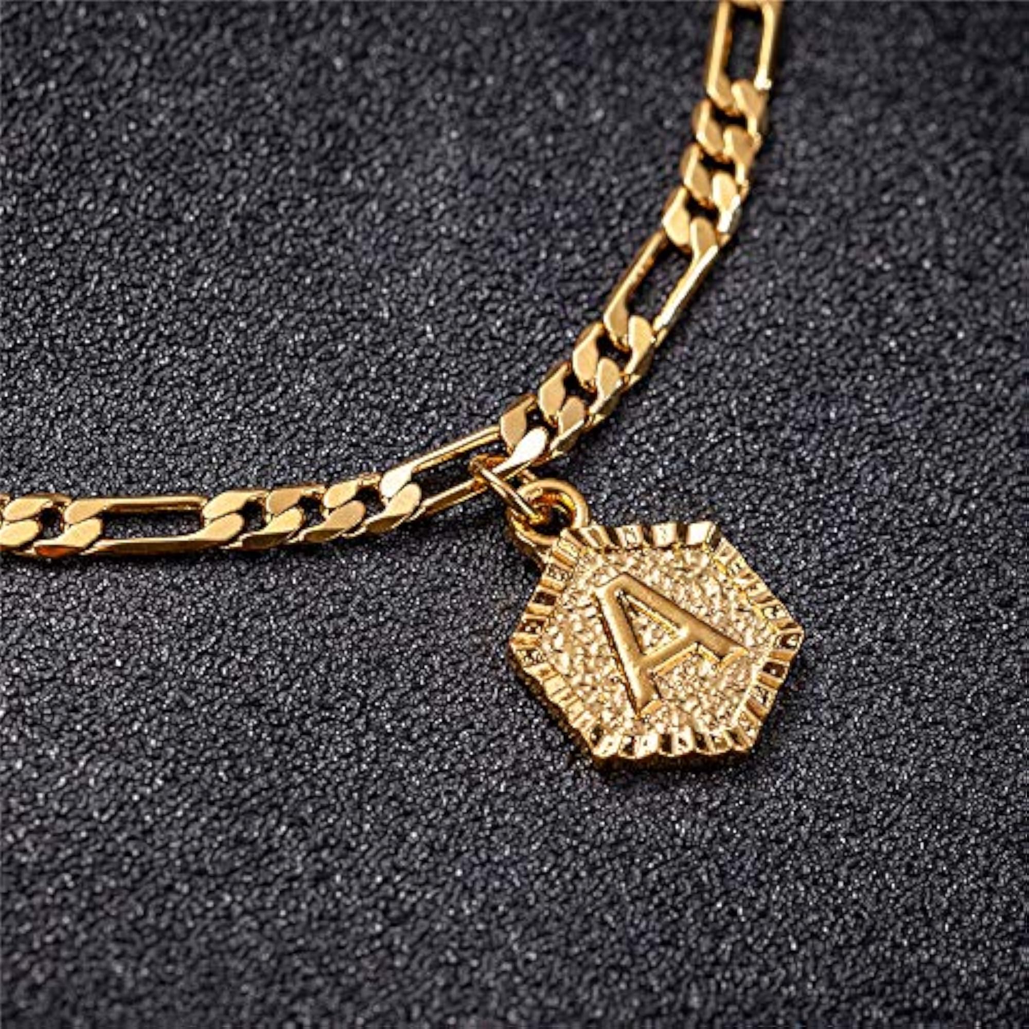 Women's 18K Gold Plated Initial Figaro Chain Anklet, Personalized Gift