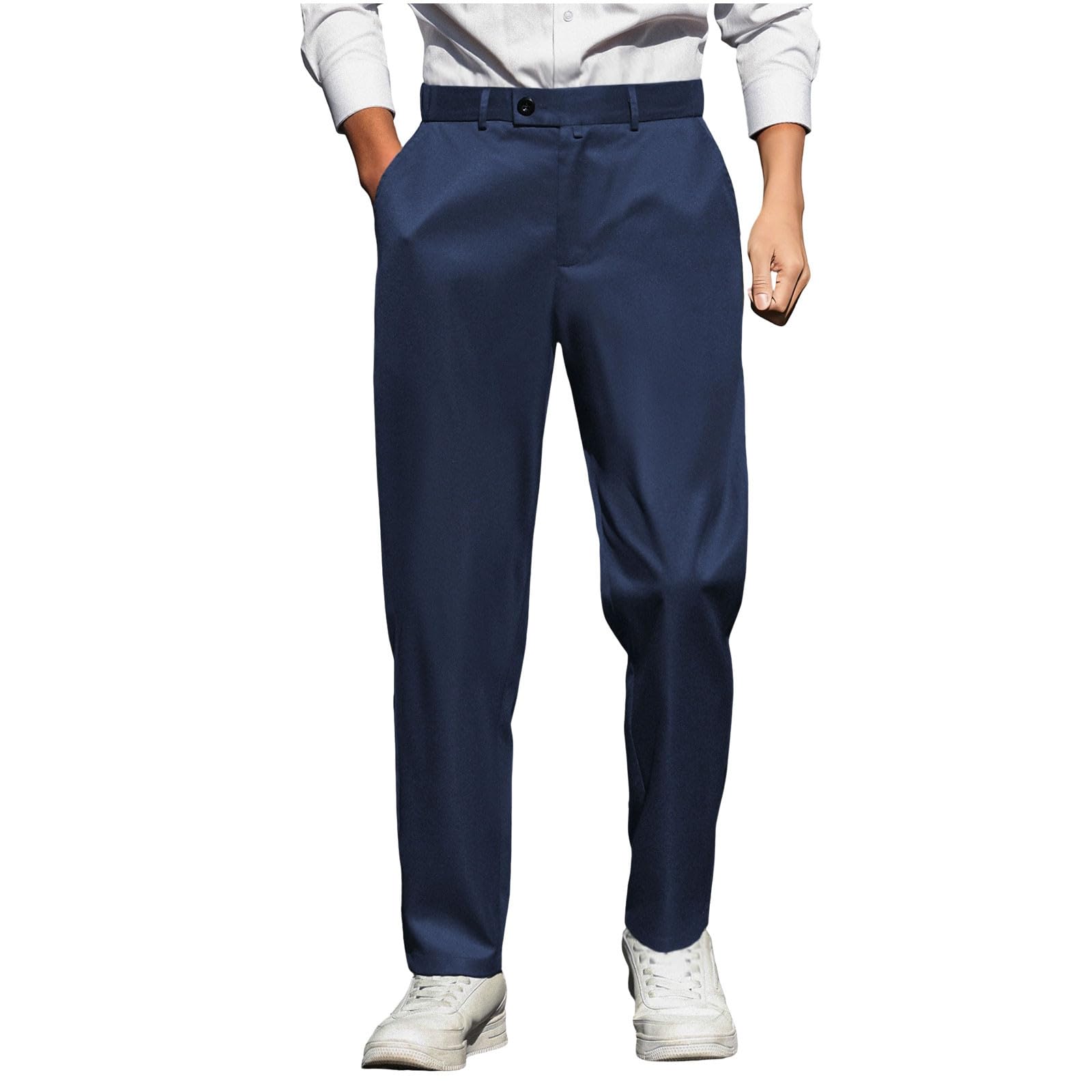 Straight Leg Dress Pants for Men Casual Formal Suit Pants Plain Comfy Work Office Business Lounge Pockets Trousers