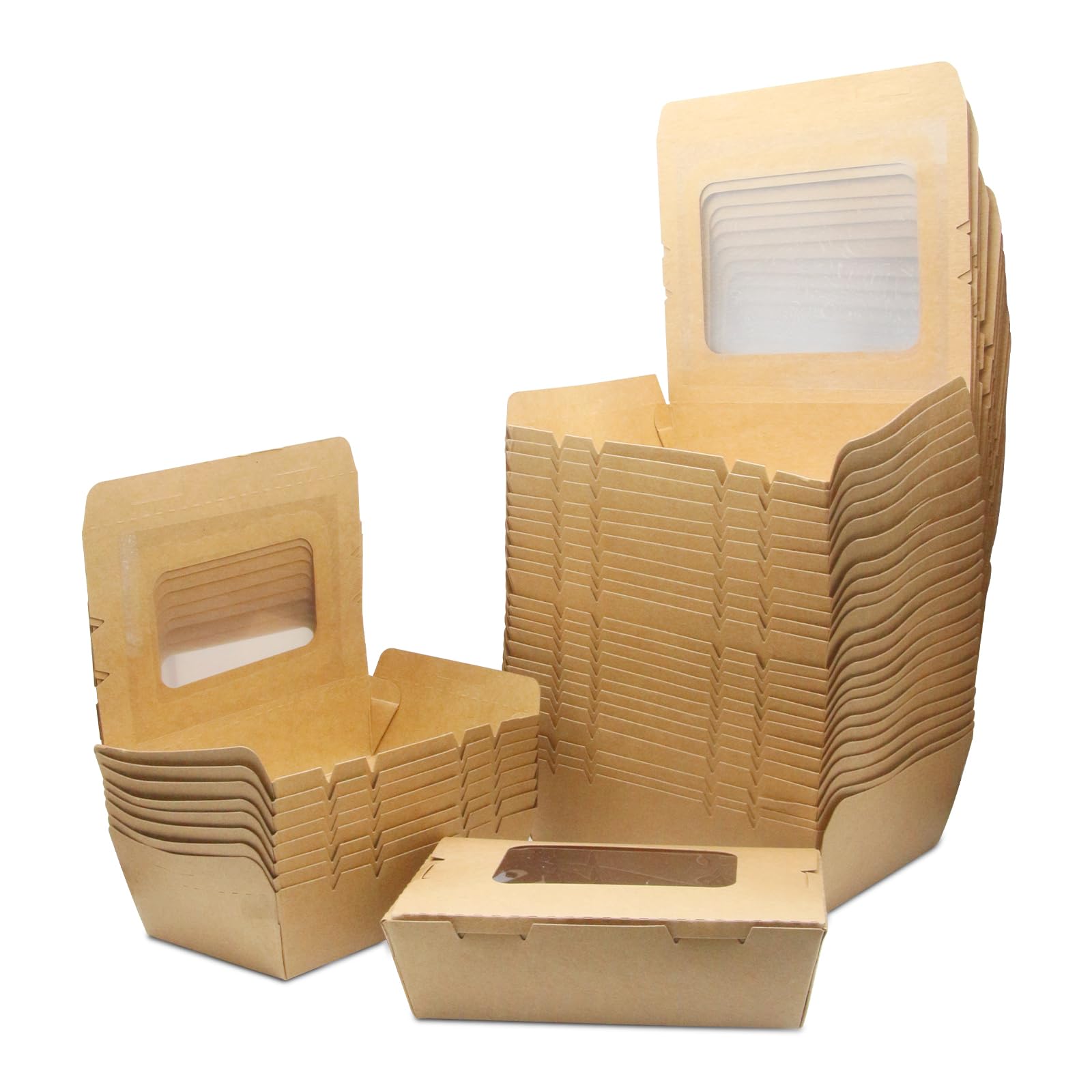 Contenitori per alimenti in carta Kraft avana con finestra PE