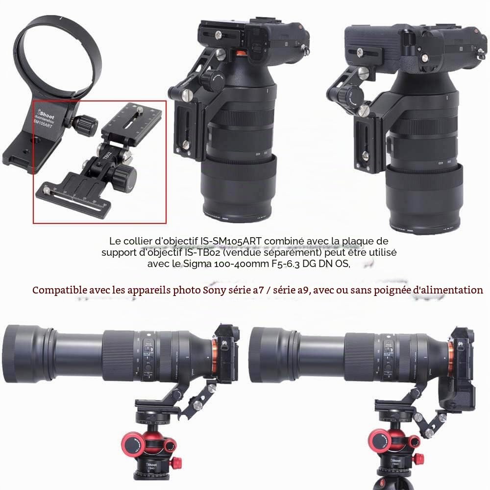 iShoot Anneau de Montage pour Trépied Bague Collier d'Objectif Compatible avec Sigma 100-400mm f/5-6.3 DG DN OS E/L Mount & 105mm f/1.4 DG HSM Art TS-111, Support Lentille Plaque de dégagement Rapide