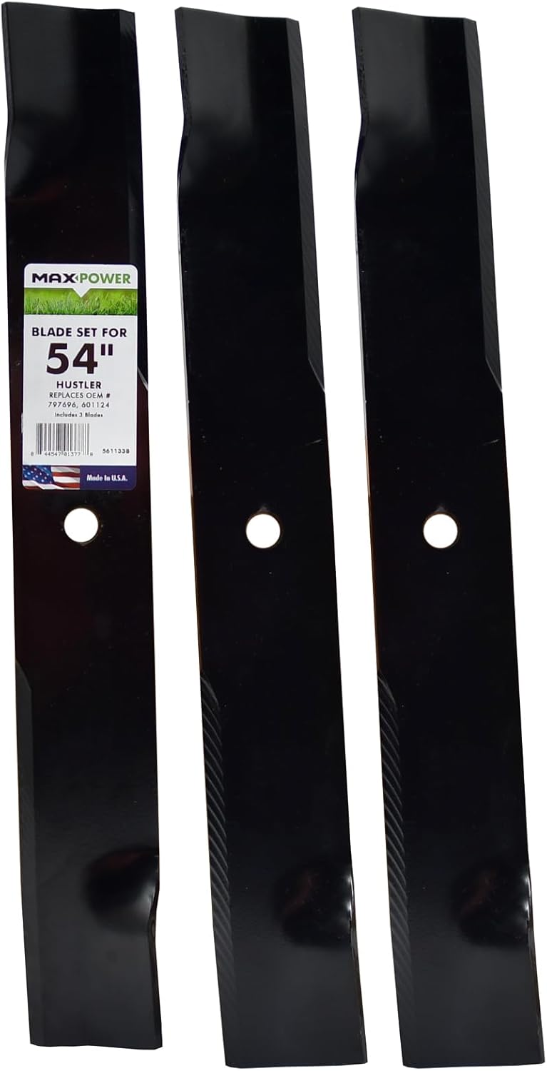Maxpower 561133B 3 Set for 54 in. Cut Hustler Mowers Replaces OEM #'s 601124, 797696, Spartan 438-0001-00
