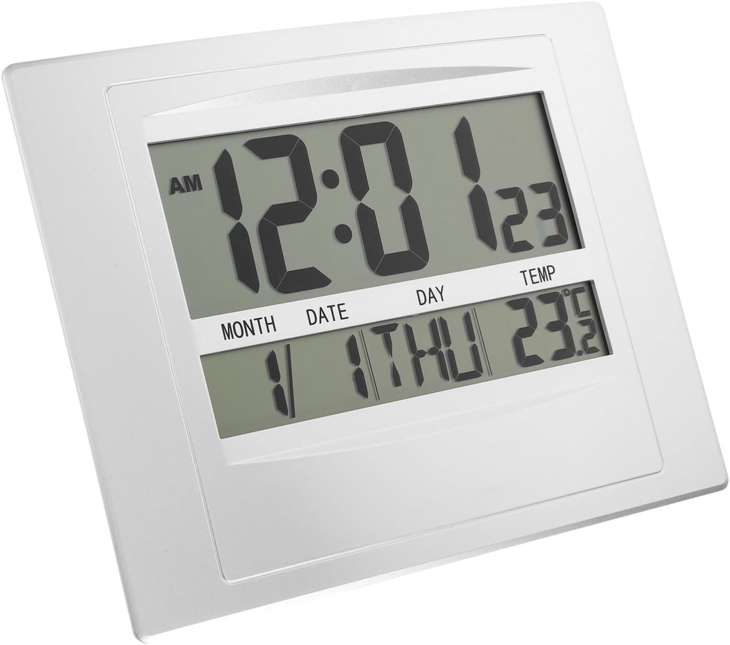 BESPORTBLE Indoor Thermometer with Kickstand and Wall Mount Digital Clock Calendar Large LCD Display Accurate Humidity Monitor for Home Office Hotel Kitchen