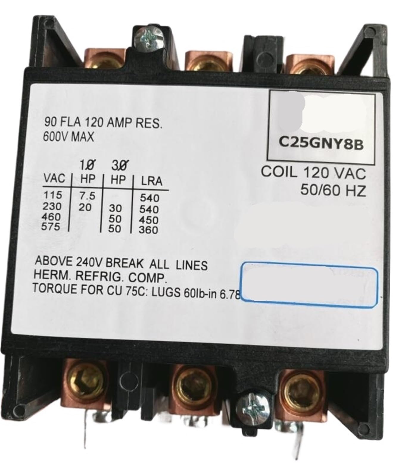 Wqgqpxob One Color C25gny8 C25gny8b Plasma Contactor Ac120v 90A Coil 50/60Hz