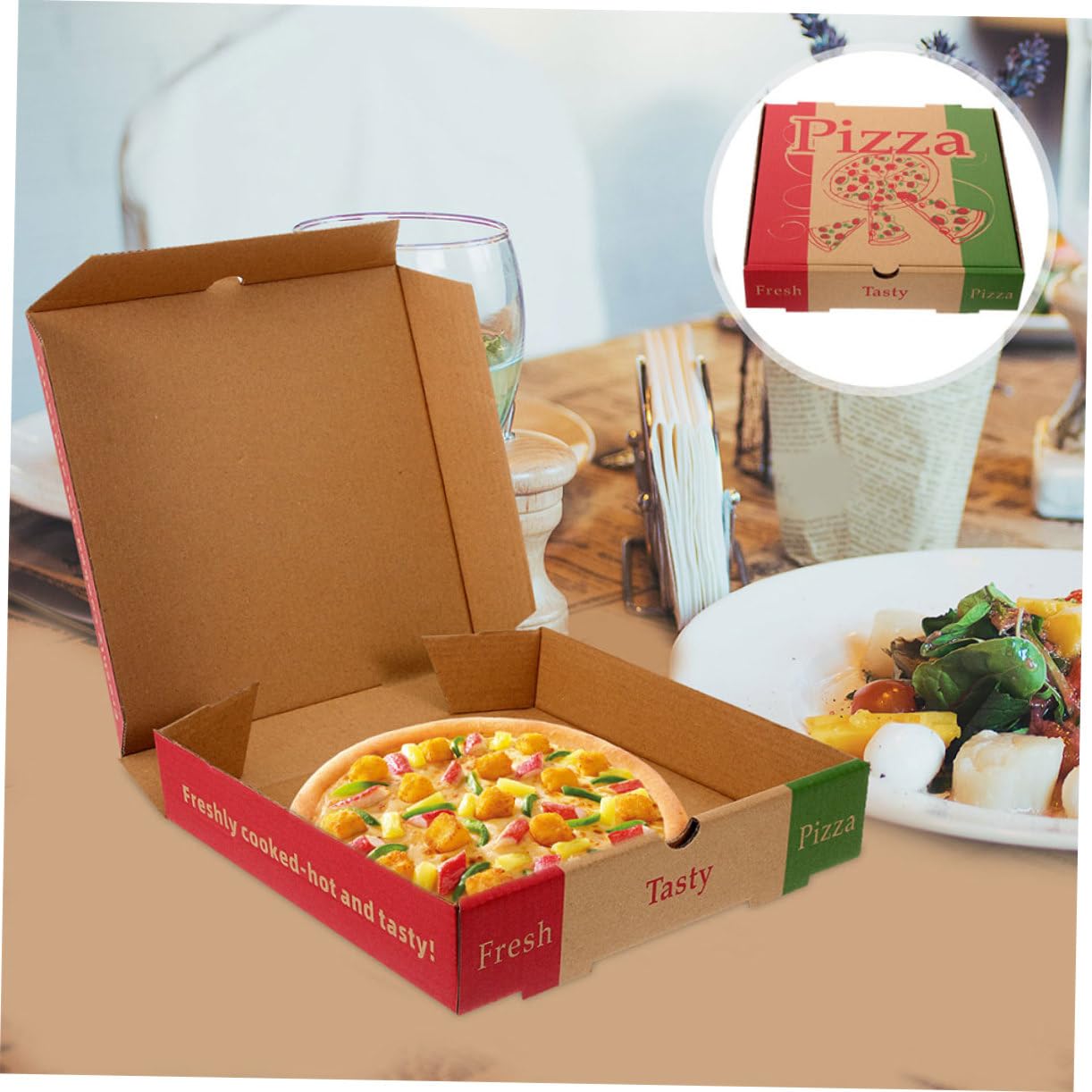 10 Stück Pizzakartons 7.28X7.28X1.57In Lebensmittelechte Pizzaverpackung Für Restaurant Takeaway Frischhaltung Und Sichere Aufbewahrung Von Pizza Und Speisen