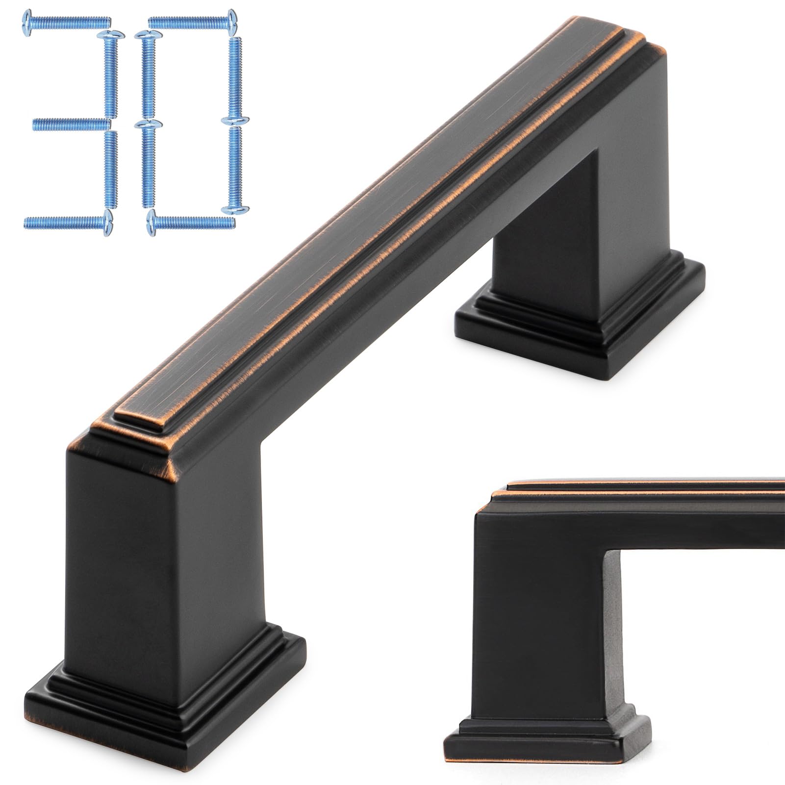 KOOFIZO Oil Rubbed Bronze Cabinet Pulls Rubbed Bronze Cabinet Handles, 30 Pack 3 Inch Hardware for Kitchen Cabinets Drawer Dresser P02 Cupboard