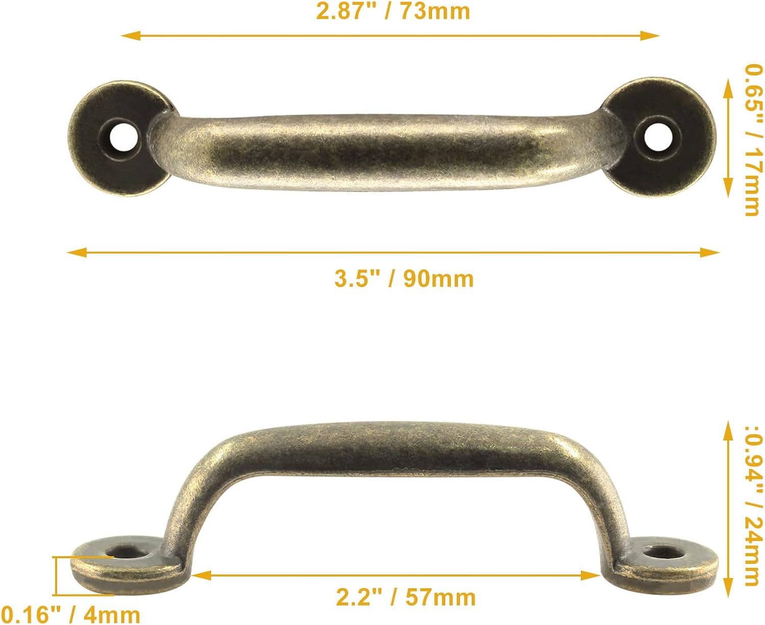 Murtenze 10 Pcs Bronze Gate Pulls Antique Pull Handles, Round Zinc Alloy Sliding Door Handles for Cabinet, Drawer, Wardrobes (3.5 Inch Total Length, 2.9 Inch Hole to Hole)