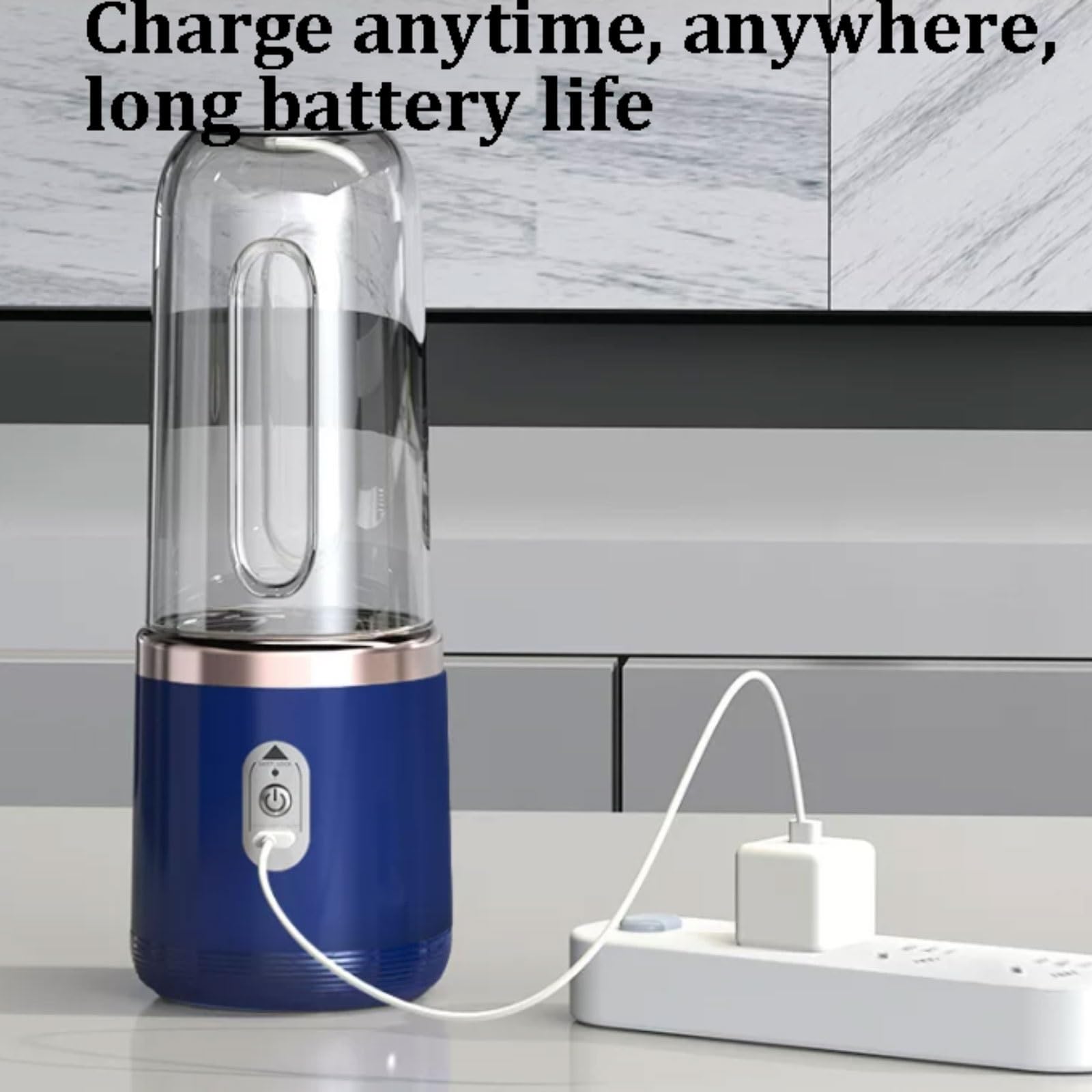 Potężny plastikowy przenośny blender z kubkiem podróżnym elektryczny mini sokowirówka USB idealny do smoothie mieszania lodu wyciskanie soku kompaktowy (niebieski)