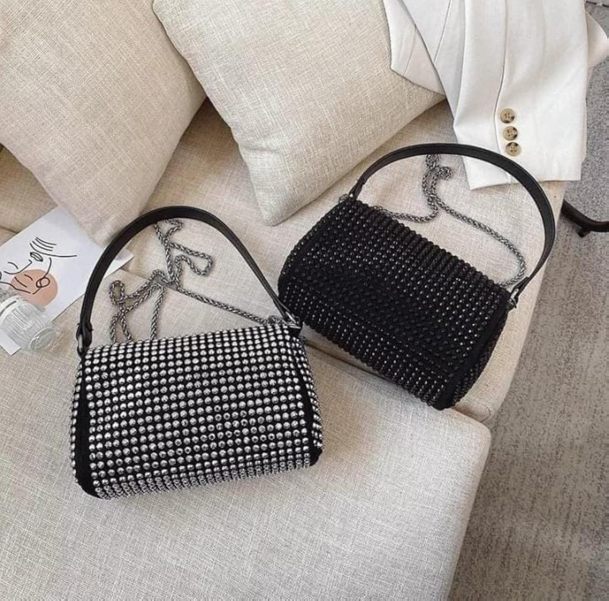 Mini Allover Rhinestone Decor Square Bag with Coin Purse