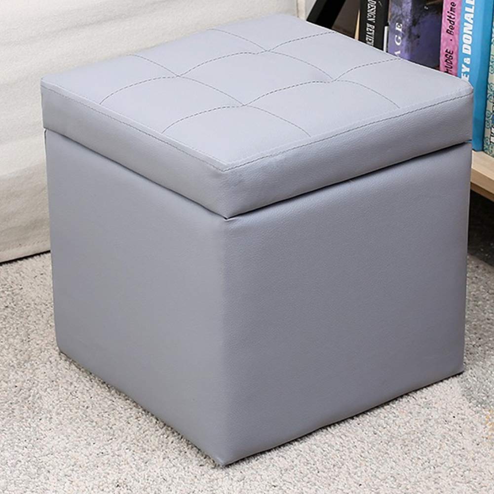 Repose-pieds ottoman avec plateau à charnière et simili cuir gris