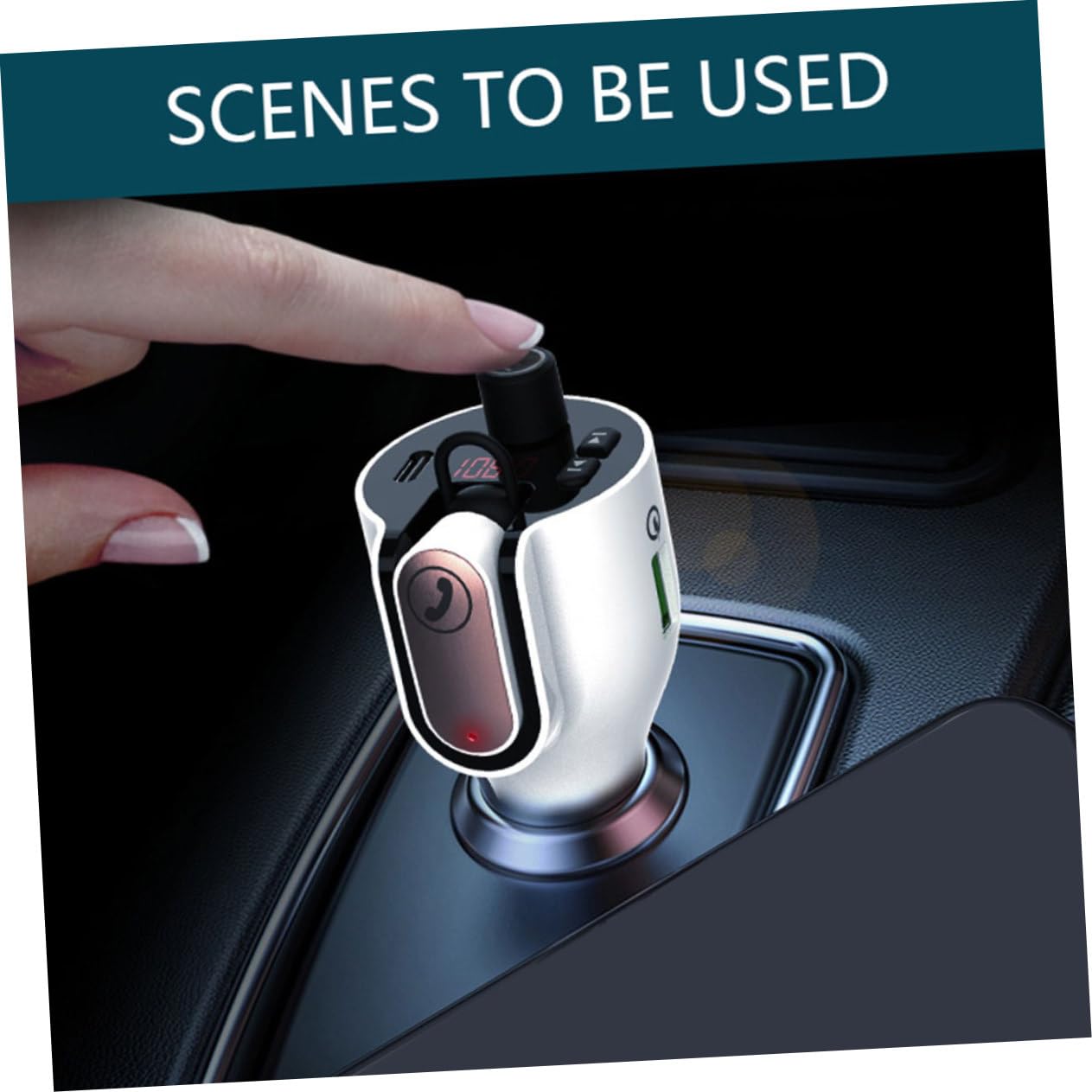 NUOBESTY 1pezzi Auricolare Multifunzione Wireless per Auto Adattatore Microfono Integrato per Chiamate in Vivavoce Uscita Aux e Caricabatterie USB