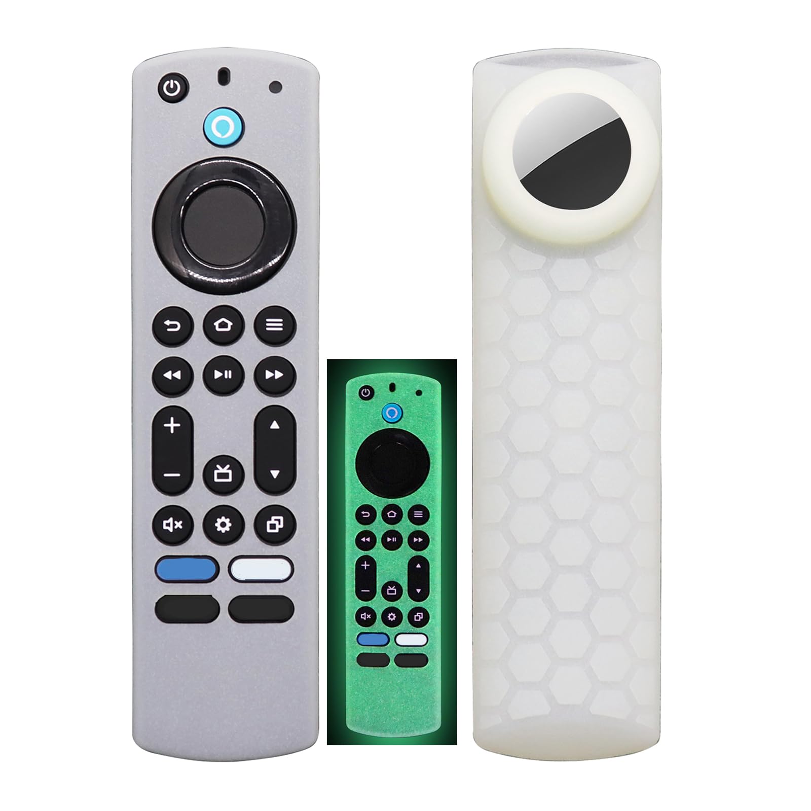 Funda para mando a distancia Toshiba Airtag Glow para Insignia TV NS-RCFNA-21 CT-RC1US-21 CT-95018 Alexa Voice Remote Control con soporte para calcomanía de azulejos, funda de silicona para calcomanía