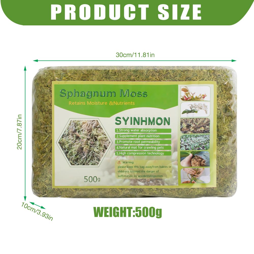 500 g Musgo Sphagnum, XPJBKC Musgo para Orquideas, Musgo Natural para Plantas, Sustrato Orquideas Sustrato Bonsai para Orquídeas, Plantas, Decoración de Musgo, Enraizamiento de Esquejes