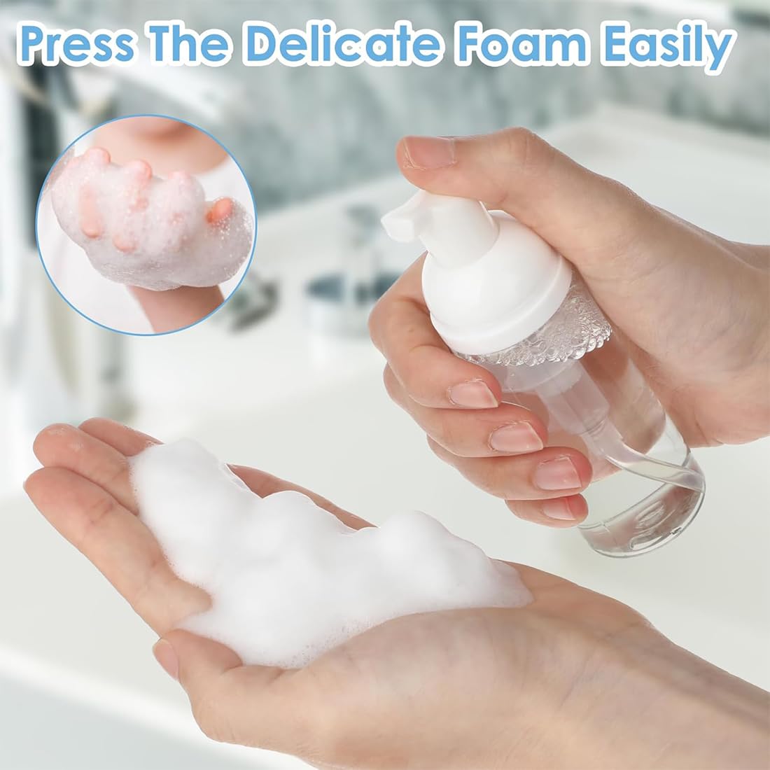 4 Pezzi Dispenser Sapone Schiuma, 50 ml Bottiglia di Schiuma, Transparent Dispenser Sapone Schiuma Foam Bottle Riutilizzabili per Cosmetici, Lozione, Bagno, Shampoo Liquidi
