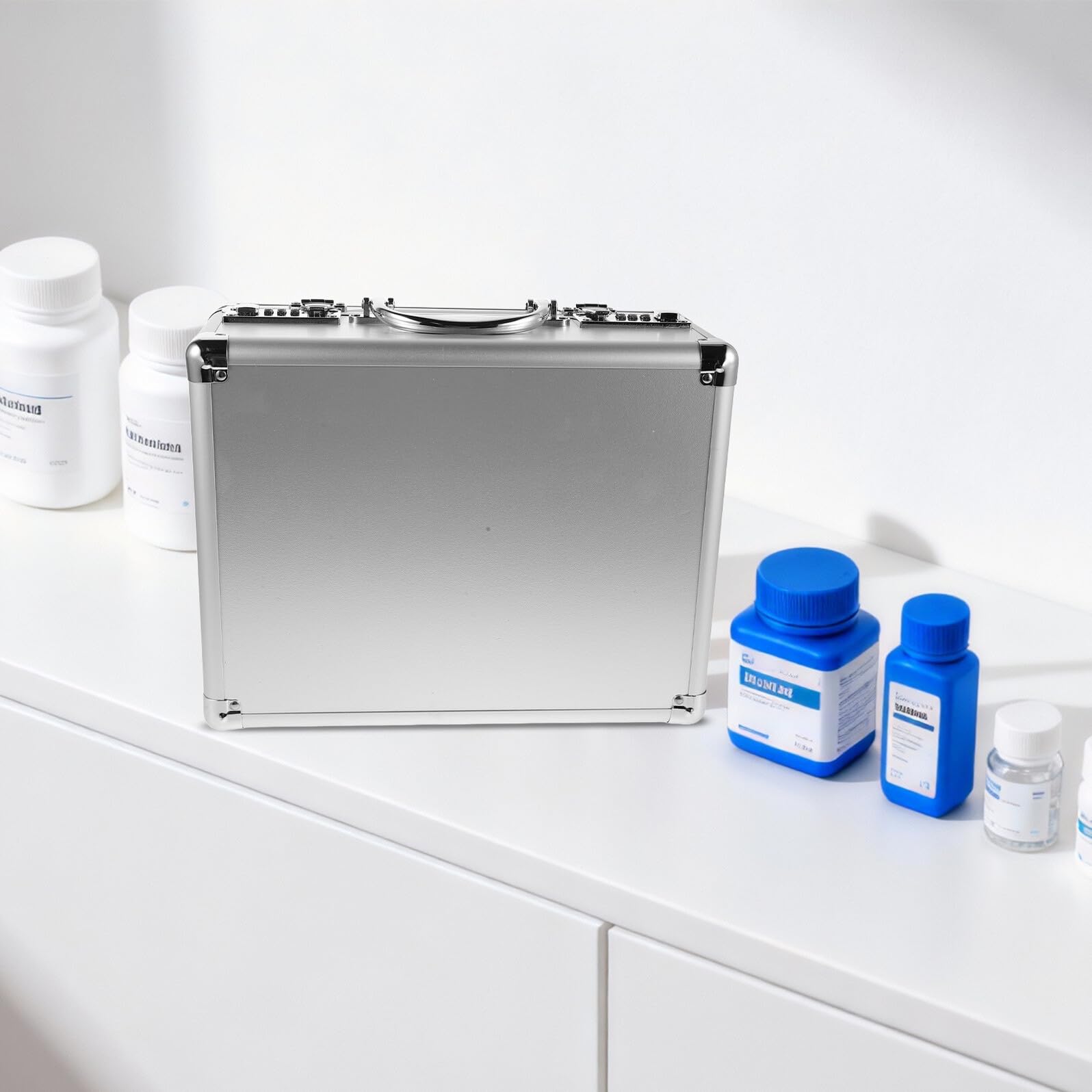 Scatola di Metallo per Medicinali con Lucchetto a Combinazione, Cassetta di Sicurezza Portatile con Maniglia, Contenitore Grande per Conservazione Farmaci in Casa, Ufficio e Viaggi