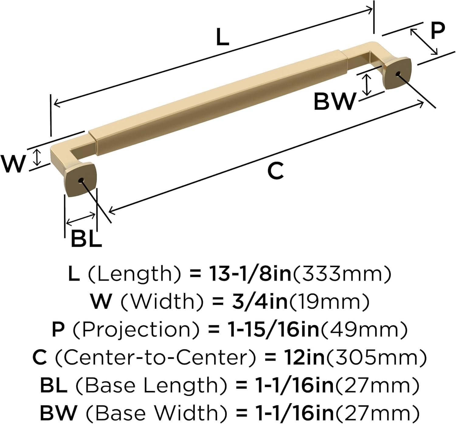 Amerock BP54060CZ | Champagne Bronze Appliance Pull | 12 inch (305mm) Center-to-Center Cabinet Handle | Stature | Furniture Hardware