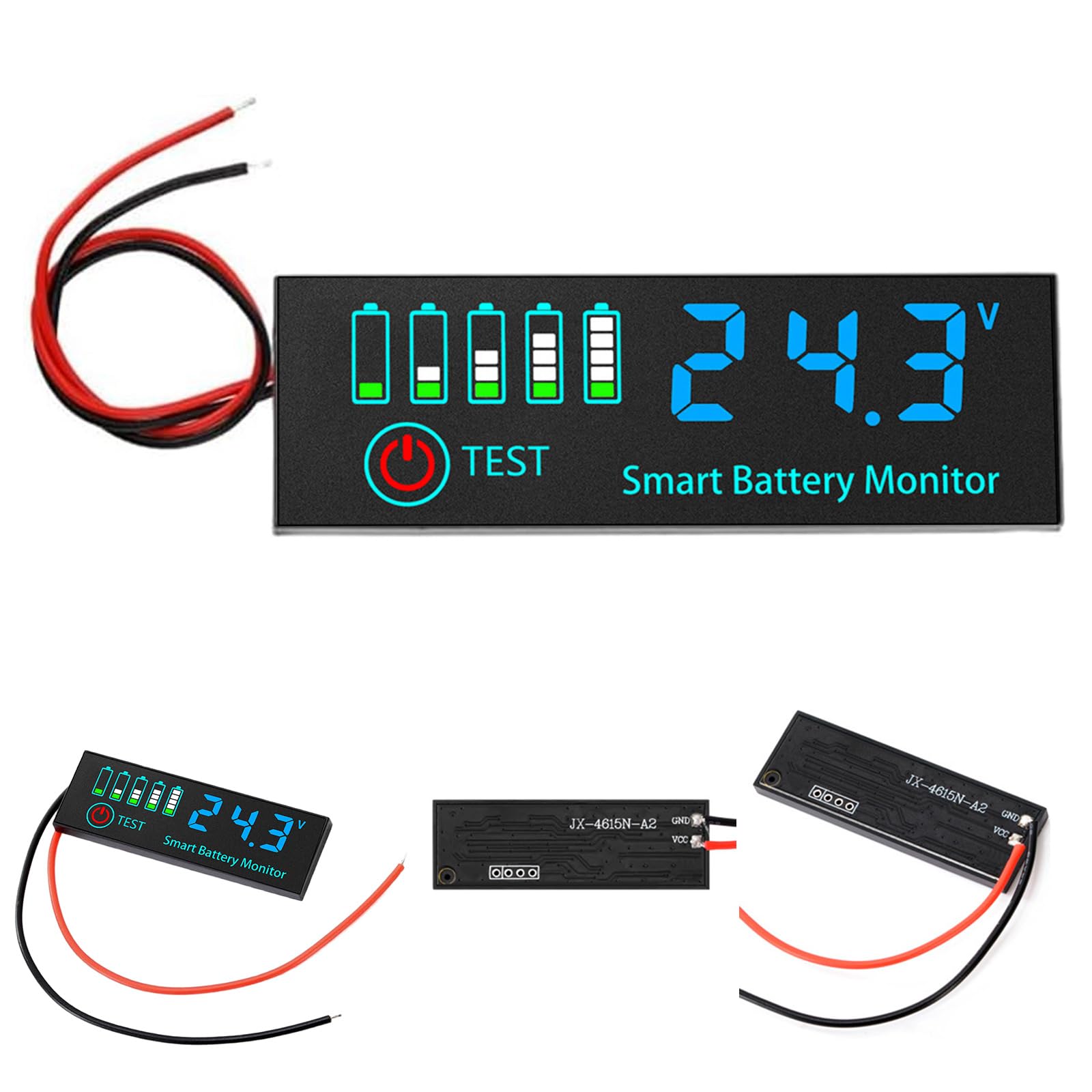 Multiple Voltages Battery Tester Meter Measurement Tool for 12V/24V/36V/48V Systems with Easy Button Control