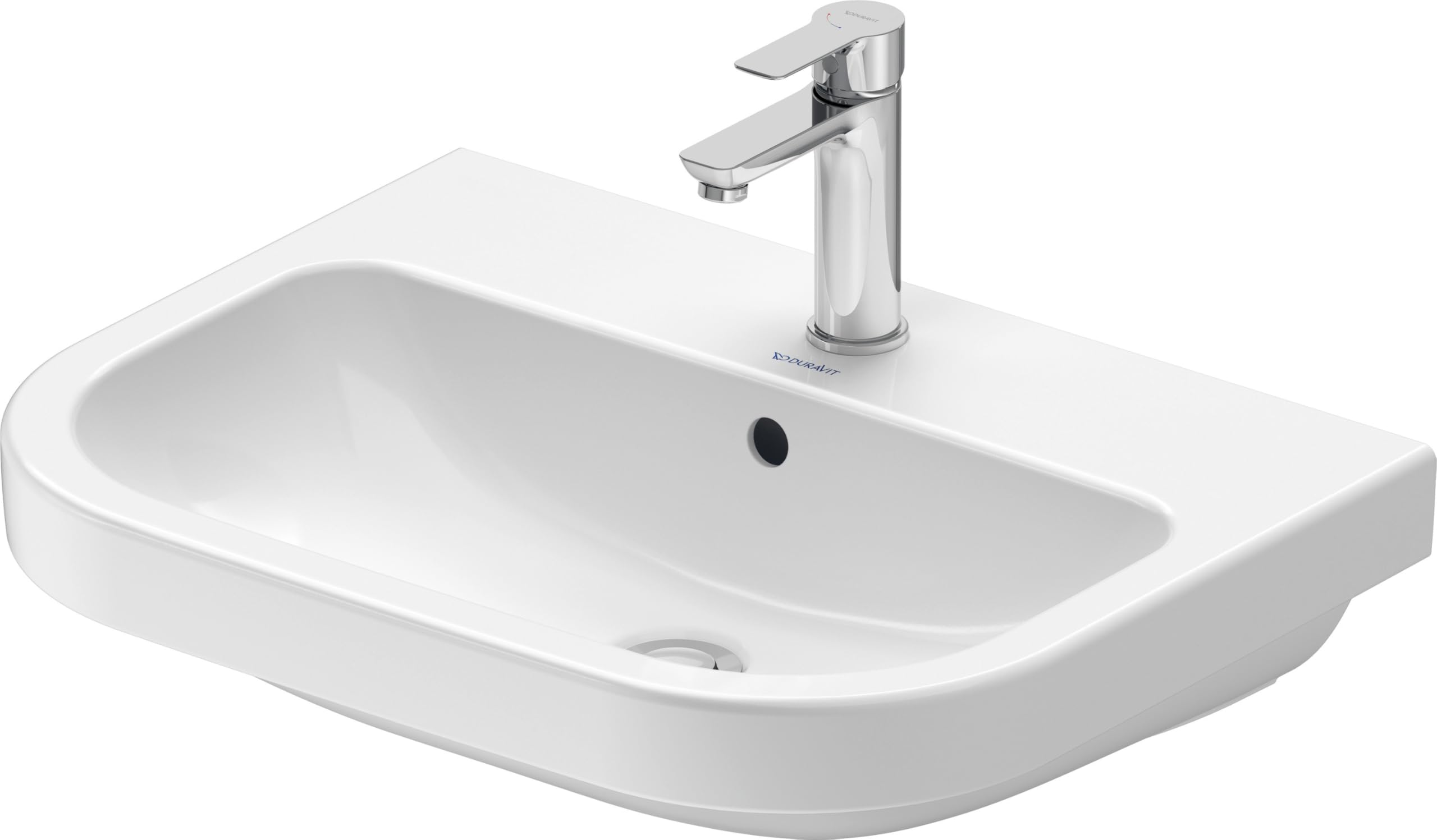 Duravit D-Code Waschtisch, mit Hahnloch, mit Überlauf, 600x460x165mm, Weiß Hochglanz, 2398600000