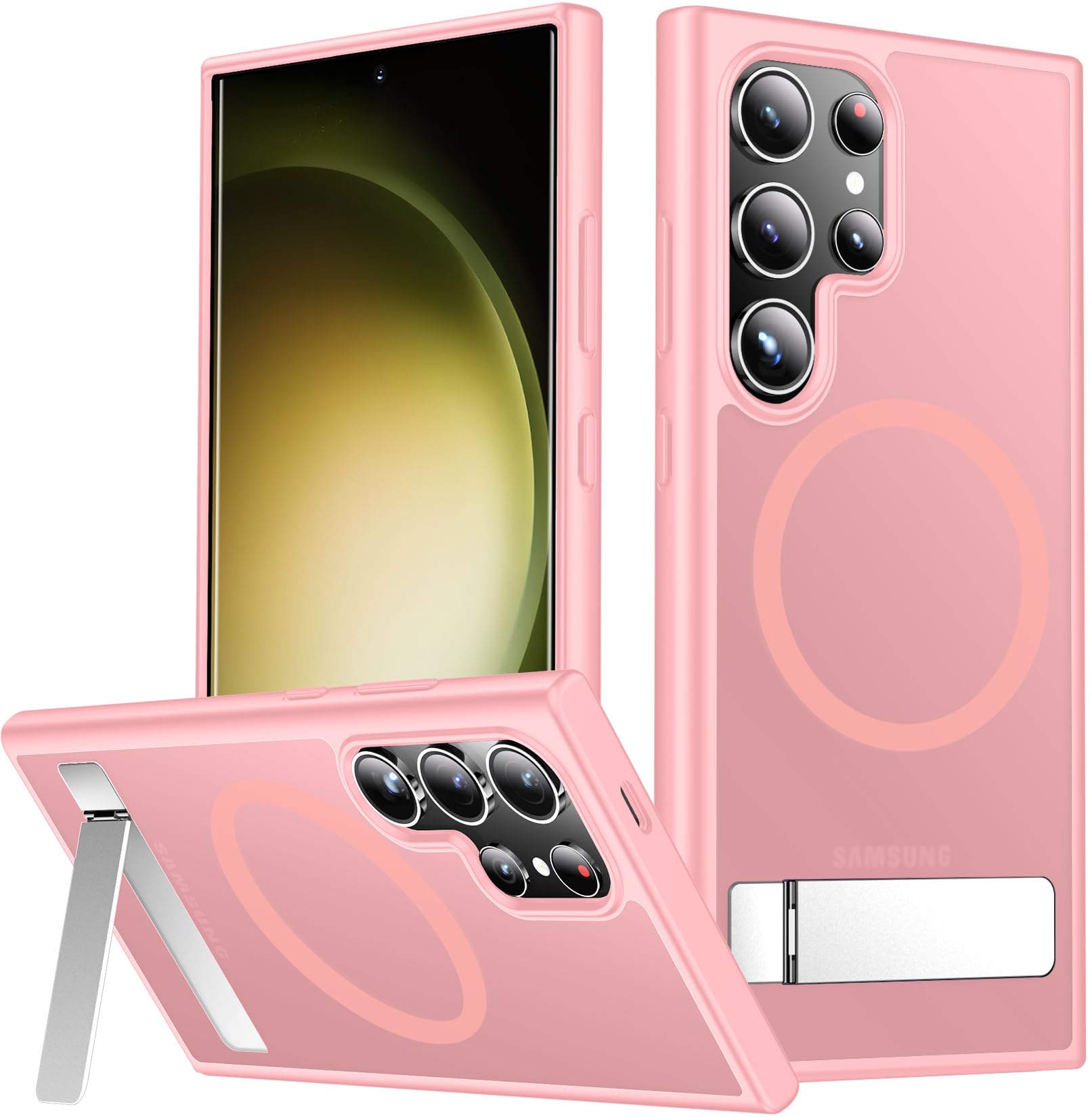 SPIDERCASE for Samsung Galaxy S23 Ultra Case, Built-in Stand, Pink