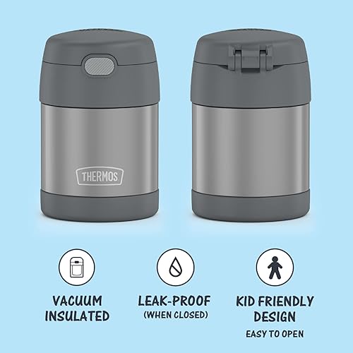 Miniatura 3 de THERMOS FUNTAINER - Tarro de alimentos de acero inoxidable aislado al vacío de 10 onzas con cuchara plegable, gris y FUNTAINER de acero inoxidable