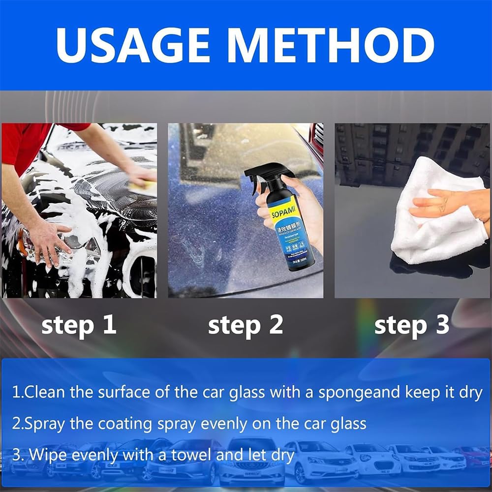 Sopami Quick Effect Coating Agent, 500 ml Sopami Quick Effect Coating Agent, 3 w 1 High Protection Quick Car Coating Spray Hydrophobic Trim Coating, Car Scratch Wax Polish Spray Waterless Wash (2 szt