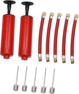 HONITANO 12piezas Tubos De Extensión De Aguja Inflable para Baloncesto Manguera De Goma Roja y Aguja De Inflado De Metal Bomba De Aire Manual para Balones Inflables Escenario Deportivo