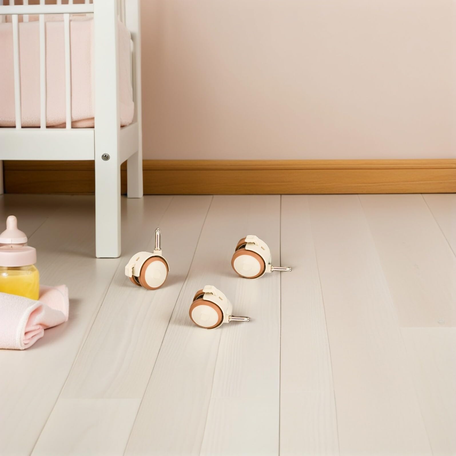 4pcs Ruota Culla Ruota Mobili Ruota Ruota Silenzioso Girevole per Casa Ufficio Uso Freno Gomma Ruote girevoli
