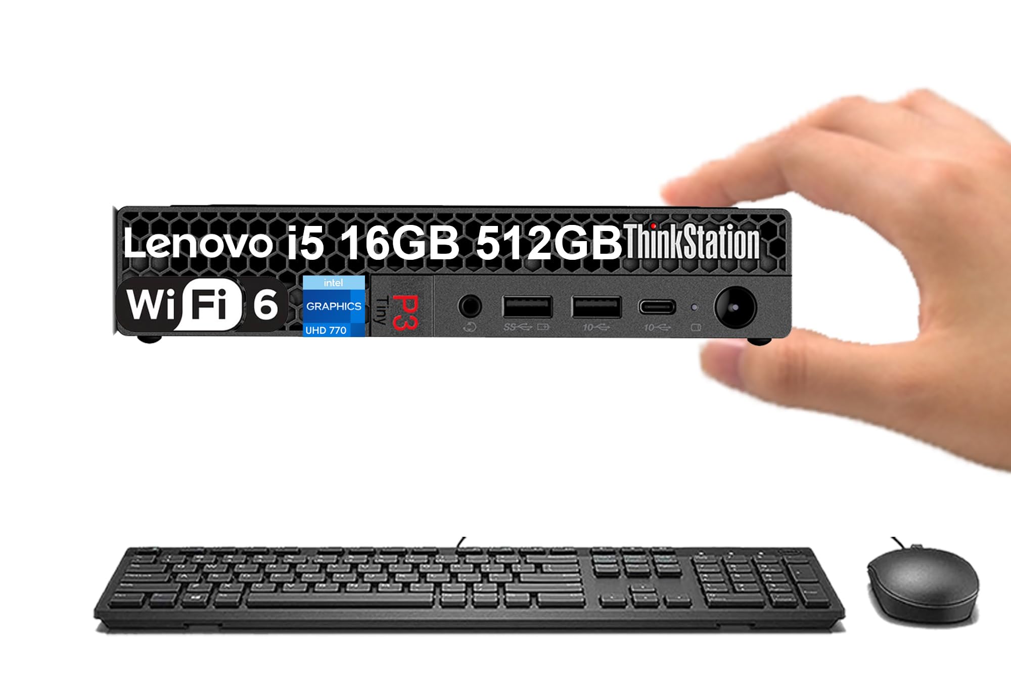 Lenovo ThinkStation P3 Tiny Workstation Desktop (Intel 14-Core i5-14500 vPro (> i7-13700), 16GB DDR5, 512GB SSD, UHD Graphics 770), Business Mini PC, Micro & MFF Computer, Ethernet, Win 11 Pro, 2025