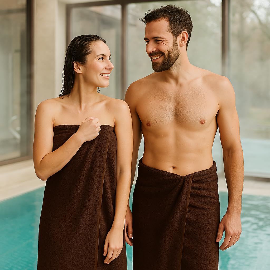 DECASATEXTIL Set di 2 asciugamani da bagno extra grandi, 100 x 150 cm, cotone, 450 g/m², asciugamani da doccia premium e assorbenti, per casa, spa o palestra (marrone)