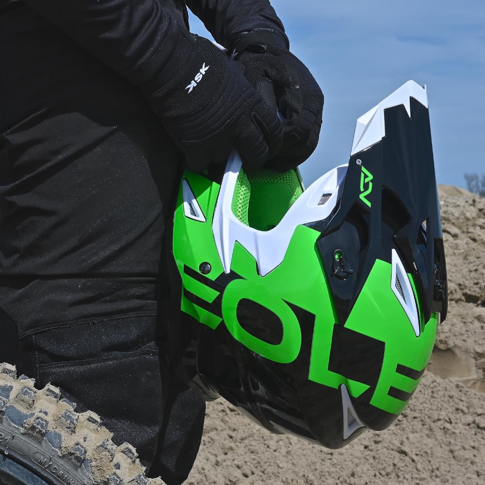 EOLE Casque Cross Advance Vert Et Noir - Homologué ECE R 22