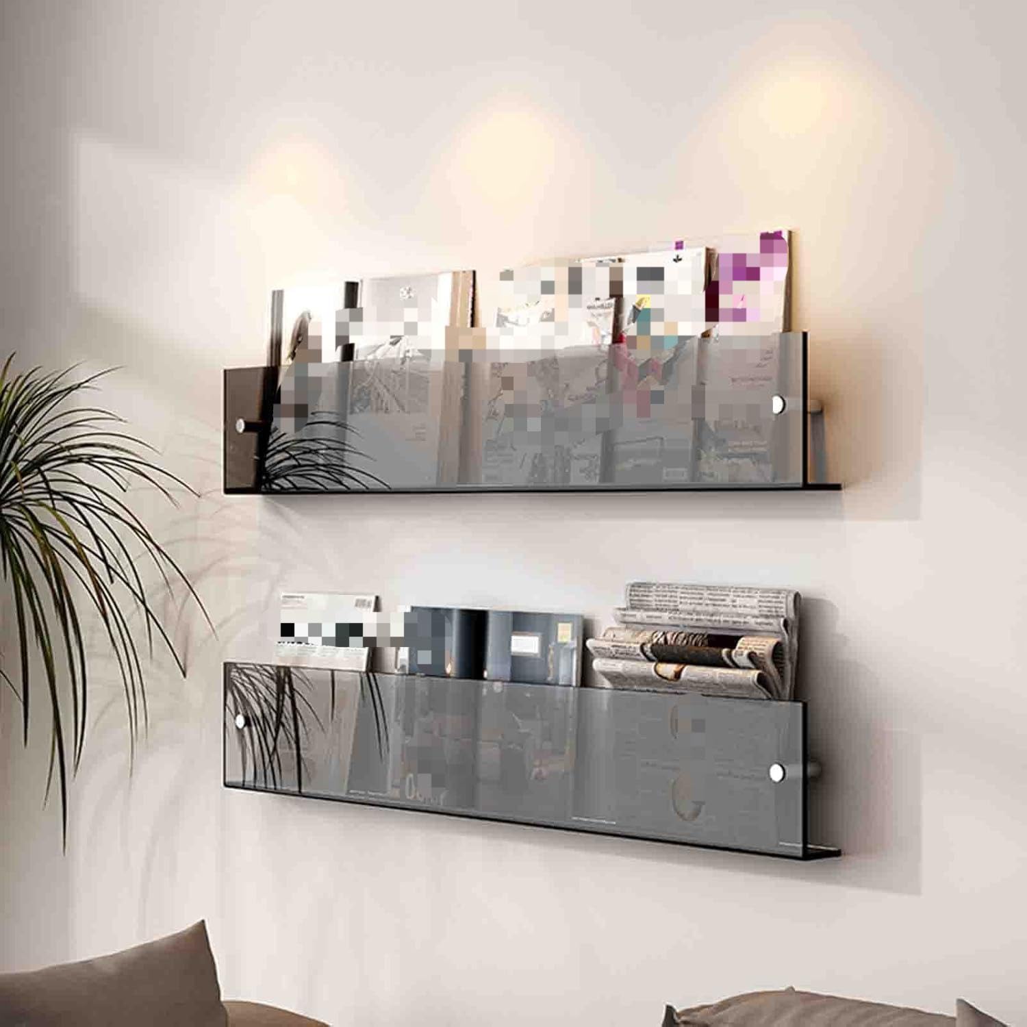 BTYQKZVPM Modern Acrylic Magazine Rack, Acrylic Magazine Rack Wall Mounted 40-100cm(Grey,80CM)