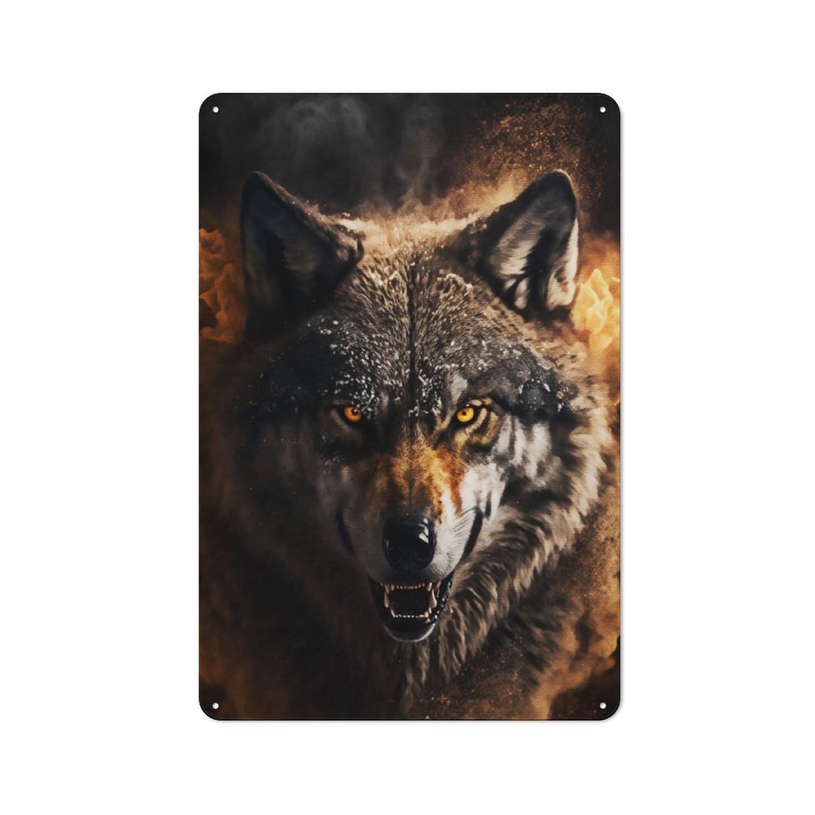 Junmoney The Wolf Portrait Metal Wall Sign 30X20cm Featuring For Home Bar Wall, Housewarming Present For People Styling Home Bar