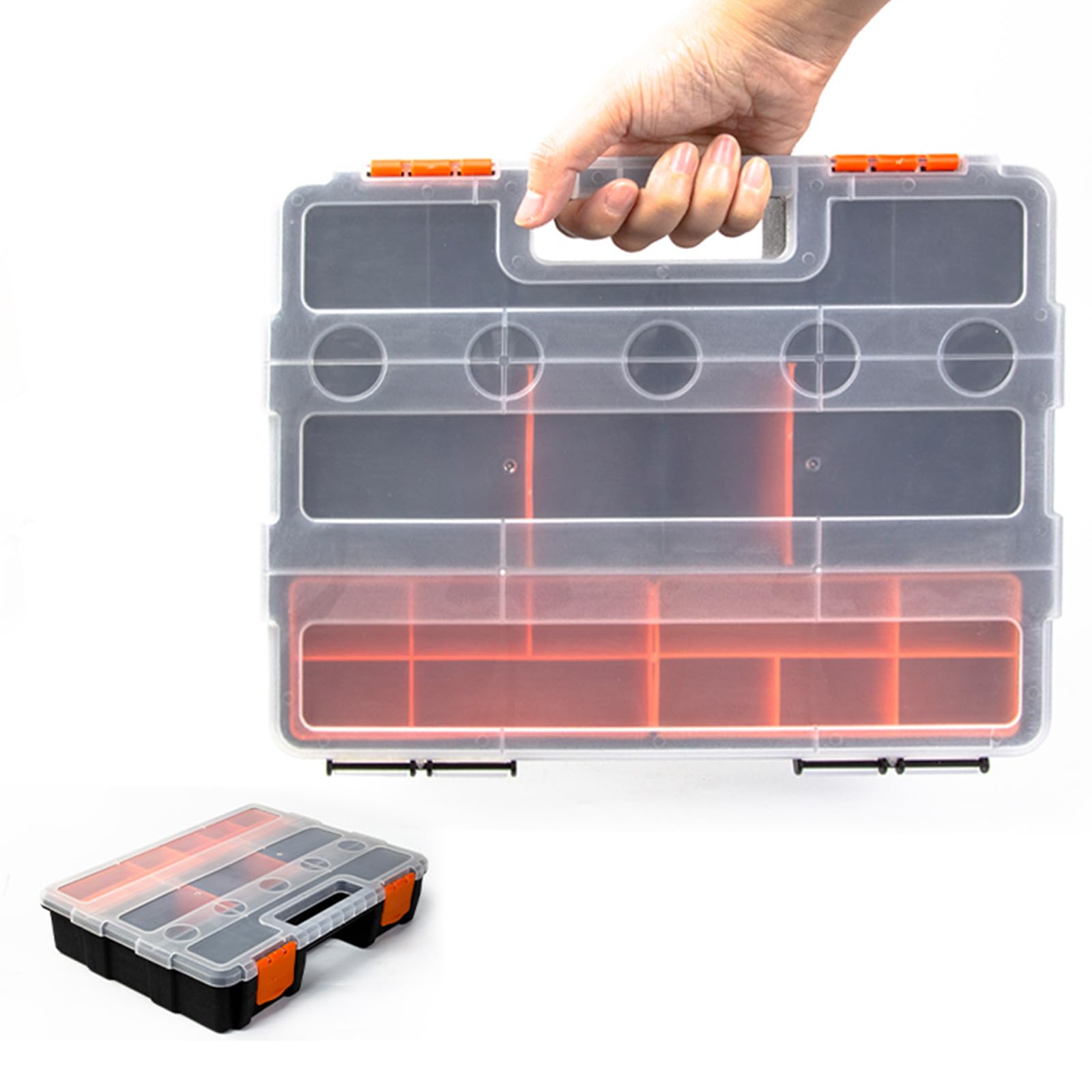 Scatola organizer per piccole parti con divisori rimovibili Scatola di immagazzinaggio hardware con maniglia portatile per bulloni dadi viti chiodi hardware custodia fermi