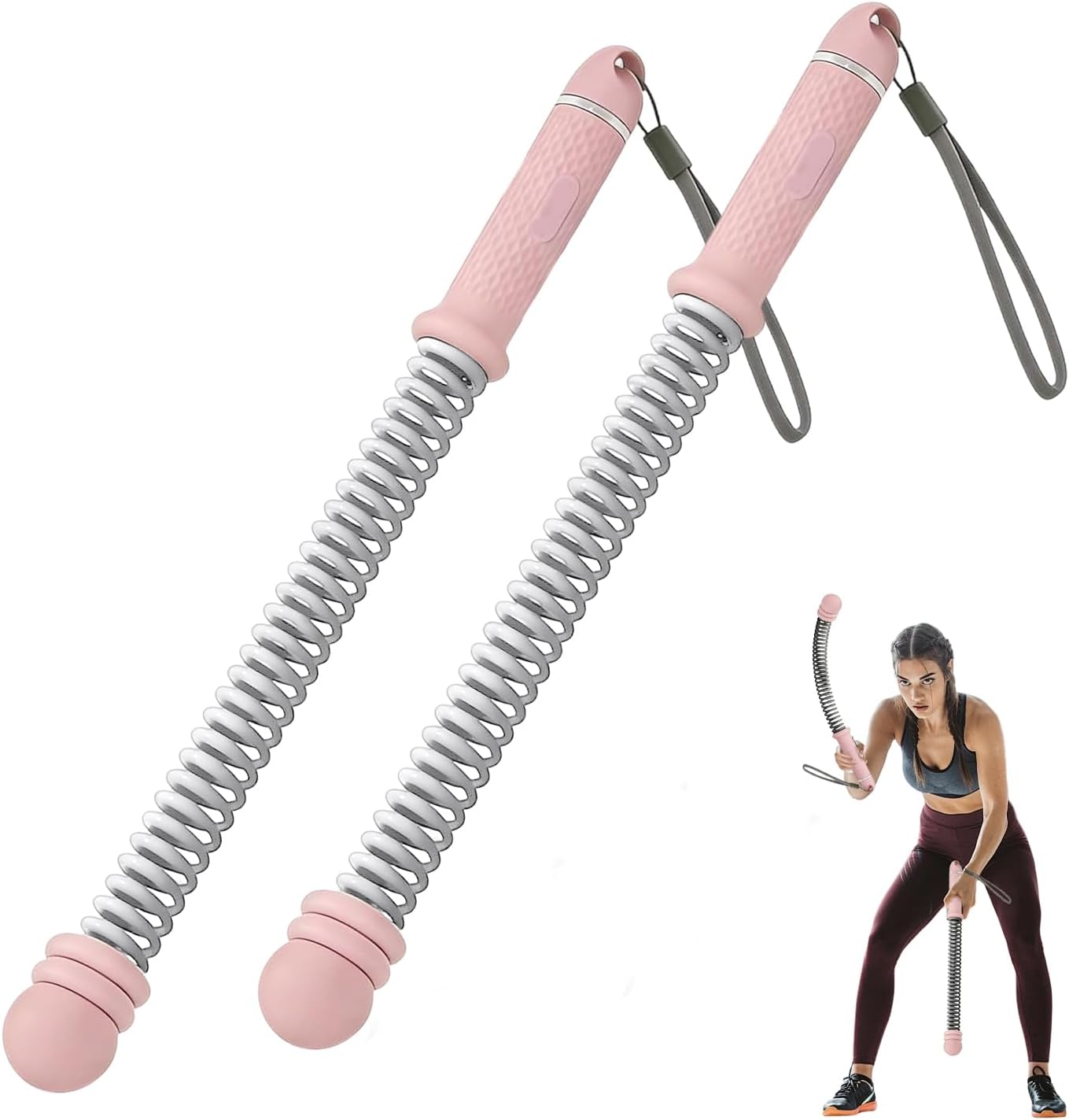 2 PCS Weighted Ropeless Battle Ropes,Portable Cordless Battle Ropes for Home Gym,Adjustable Resistance Portable Cordless Jump Rope Workout Equipmen,Exercise Rope for Strength Building, HIIT(Pink)